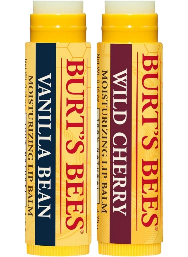 100% Natural Moisturizing Lip Balm, Wild Cherry And Vanilla Bean - 2 Tubes