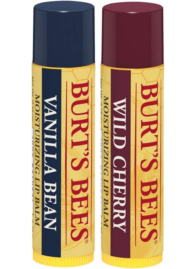 100% Natural Moisturizing Lip Balm, Wild Cherry And Vanilla Bean - 2 Tubes