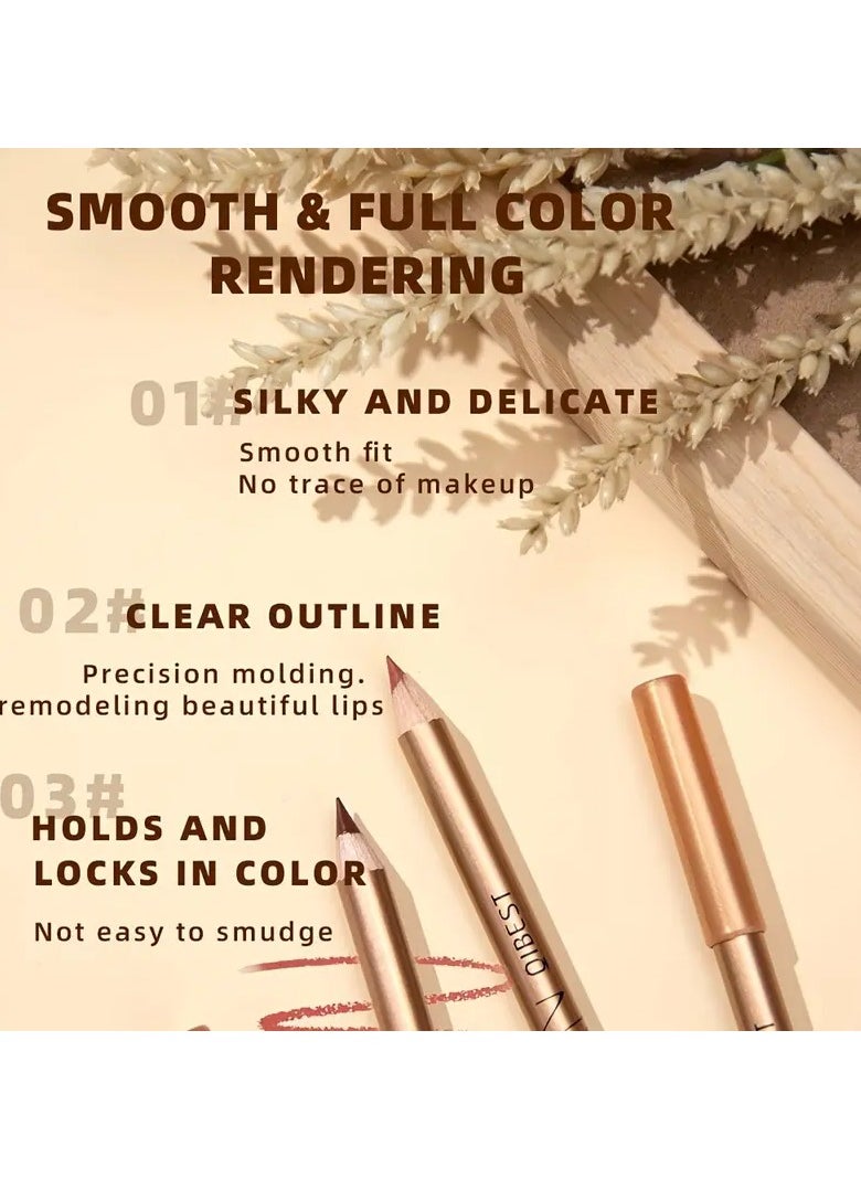 12 Color Velvet Lip Liner Pencil Gift Set - Smudge-Proof, Long-Lasting, Matte Finish, Non-Transferable, Golden Tube Lip Pencils with Plant Squalane - Perfect Mother's Day Gift for Women, Cruelty-Free, Vegan-Friendly, and Moisturizing