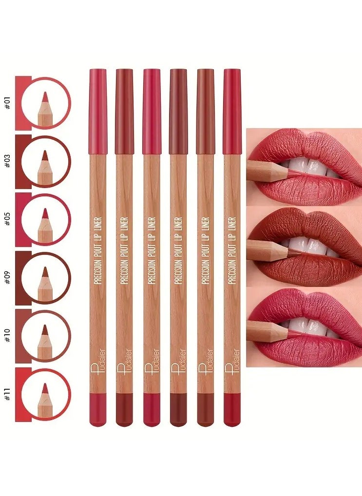 Pudaier Matte Lip Liner Set, 12 Colors, Long-Lasting, Non-Stick, Moisturizing Pencil Lip Makeup, All Skin Types, Diverse & Rich Color Palette