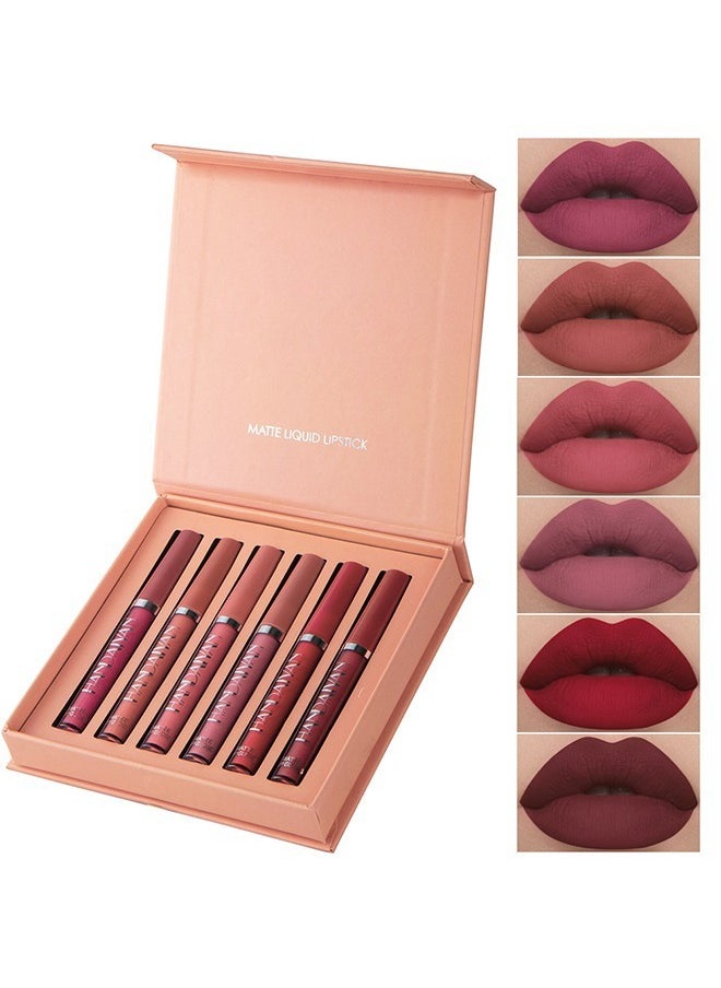 Matte Liquid Lipstick Multicolour,6-Piece #A