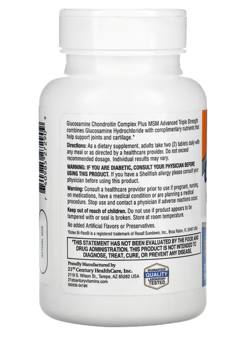 21st Century, Glucosamine Chondroitin Complex with MSM, Advanced Triple Strength, 80 Tablets