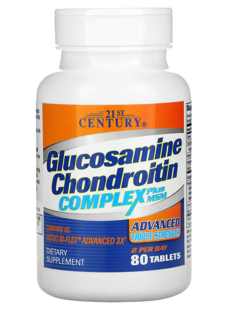 21st Century, Glucosamine Chondroitin Complex with MSM, Advanced Triple Strength, 80 Tablets