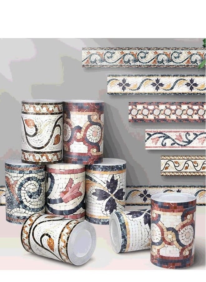 Wall Edging Self Adhesive 3D Embossed Wallpaper Border Floral Peel Paper and Stick Tile Trim Lines for Bathroom Living Kitchen Backsplash Sticker