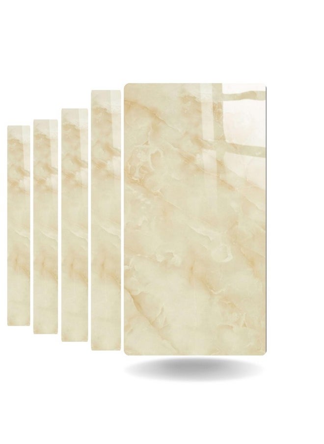 Self Adhesive Tile Pattern Pe Foam Wall Stickers Real Marble Tile Designed Wall Panel 30 X 60 Cm, Count Of (5, Onyx Beige)