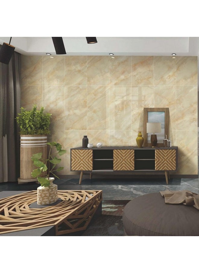 Self Adhesive Tile Pattern Pe Foam Wall Stickers Real Marble Tile Designed Wall Panel 30 X 60 Cm, Count Of (5, Onyx Beige)