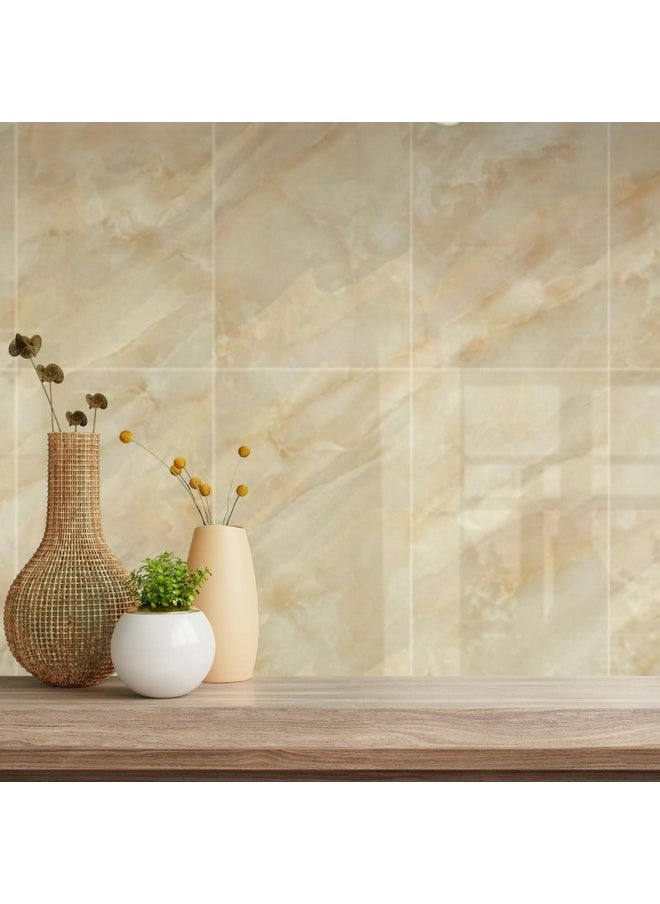 Self Adhesive Tile Pattern Pe Foam Wall Stickers Real Marble Tile Designed Wall Panel 30 X 60 Cm, Count Of (5, Onyx Beige)