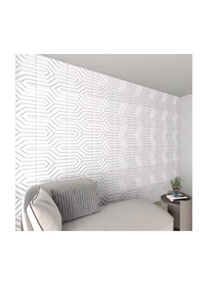 Black Matt White PVC 3D Wall Panels – Geometric Matte Design, 50x50cm (12 Pack), Modern Decorative Panels for Living Room, Bedroom, Office, and Commercial Spaces