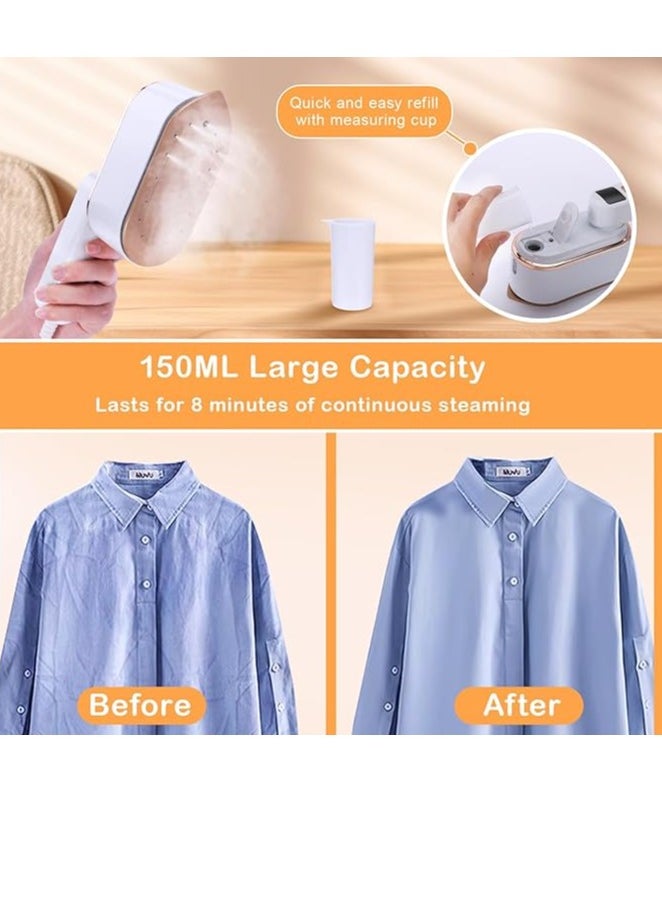 Travel Steamer Iron for Clothes - 1200W Handheld Size Portable Travel Steamer, 3 Steam Levels Clothes Steamer with LCD Screen, 10S Fast Heat-up Steamer for Dress Shirt Home Travel