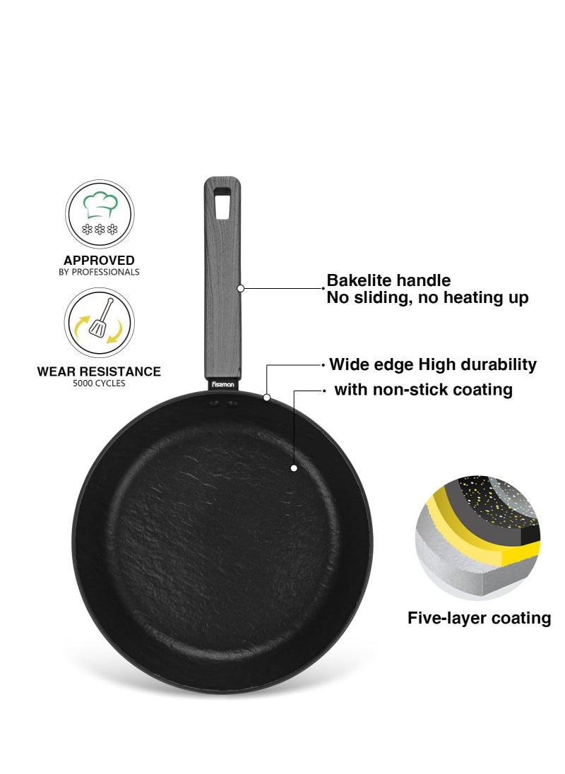 2-Piece Frying Pan 20cm And 26cm, Aluminum Non Stick Coating Vela Rock Series | Induction Bottom Technology | Ergonomic Bakelite Handle, PFOA Free Kitchen Cookware, for Omelets, Stir Frying