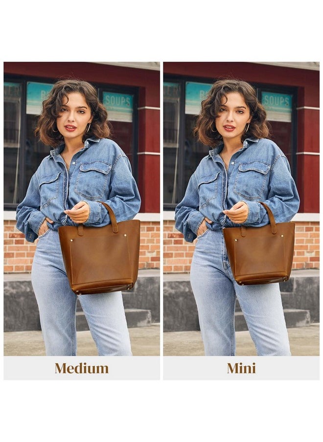 Leather Mini Crossbody Tote Bag Satchel Top-Handle Handbags Shoulder Purses With Inner Pouch