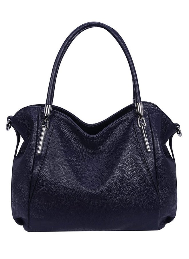 Genuine Leather Purses For Women Ladies Shoulder Handbags Top Handle Tote Bags Hobo Designer Satchel Crossbody Handbag (Navy Blue)