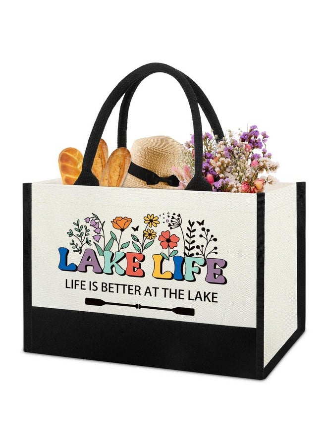 Lake Life Tote Bag Gifts For Women, Lake Boating Lovers House Gifts, Retirement Gifts For Woman, Boater Gifts Getaway Weekend Vacation Bag Tote Gift