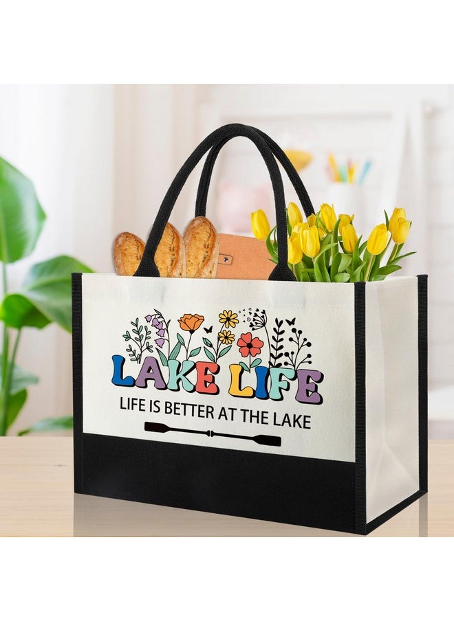 Lake Life Tote Bag Gifts For Women, Lake Boating Lovers House Gifts, Retirement Gifts For Woman, Boater Gifts Getaway Weekend Vacation Bag Tote Gift