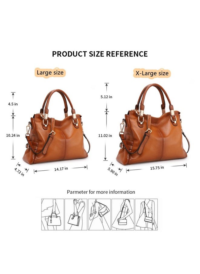 Women'S Genuine Leather Purses And Handbags, Satchel Tote Shoulder Bag (Brown)