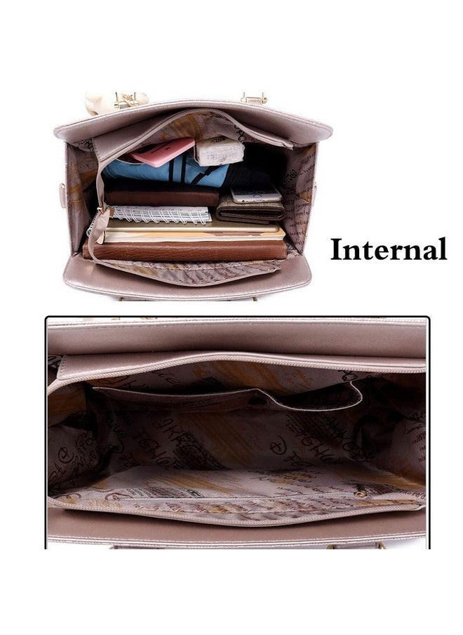 Women Ladies 4Pcs Handbag Set Tote Satchel Shoulder Bag Pu Top Handle Bag Purse Clutch Card Holder