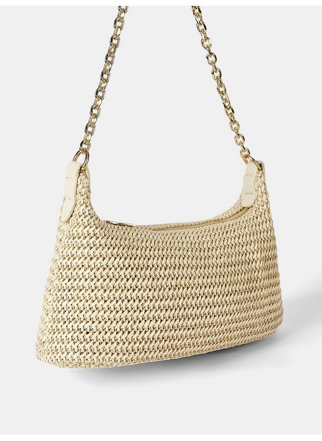 Women'S Straw Woven Shoulder Bag Tote Handbag Summer Beach Purse Beige One-Size