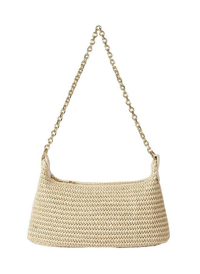 Women'S Straw Woven Shoulder Bag Tote Handbag Summer Beach Purse Beige One-Size