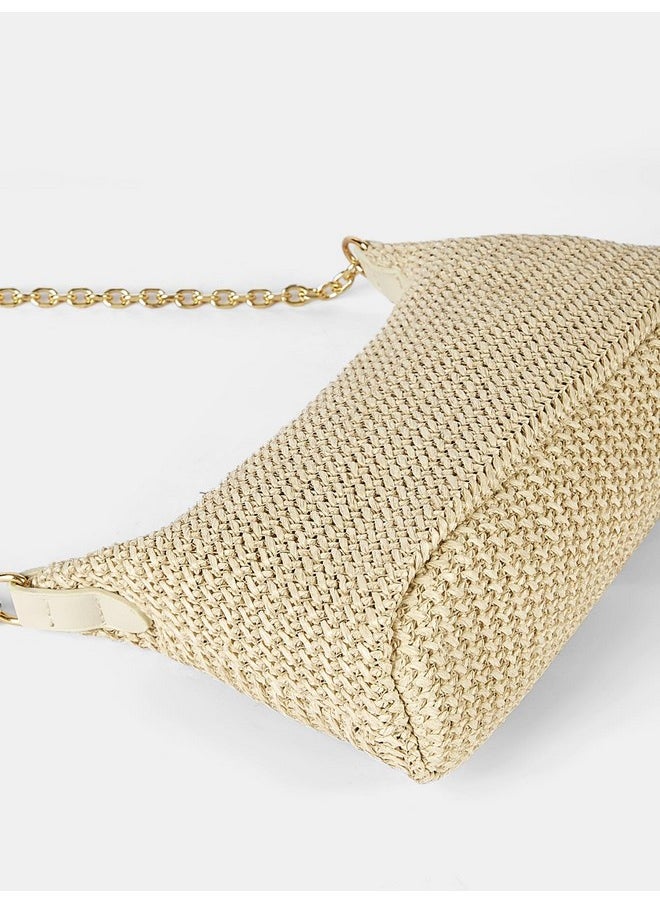 Women'S Straw Woven Shoulder Bag Tote Handbag Summer Beach Purse Beige One-Size