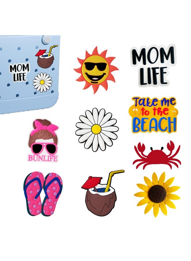 9Pcs Charms For Bogg Bag, Accessories For Bogg Bag, Momlife Charms Compatible With Bogg Bag Original All Models, Insert Decorative For Handbag Beach Tote Bag, Rubber Beach Bag Accessories