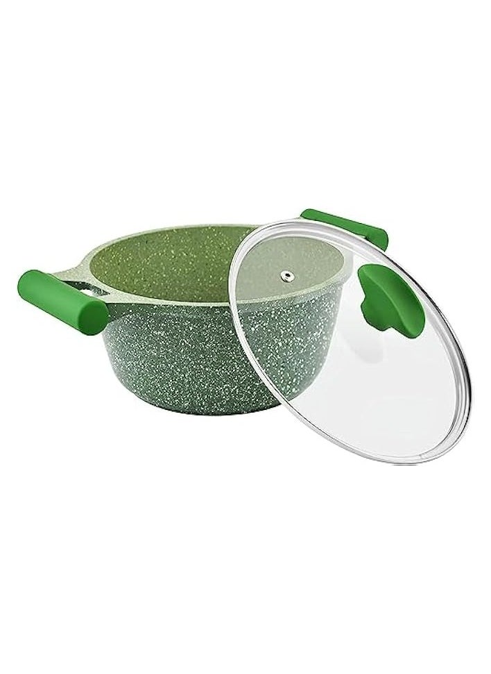 Essentials Casserole w/lid Granite Non-Stick Aluminium Green 20cm