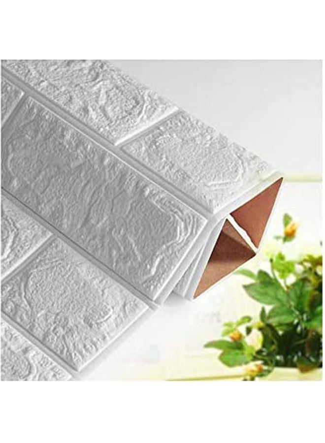 5-Piece 3D Wall Tile Pattern Self-adhesive Anti-collision Waterproof Wall Sticker White