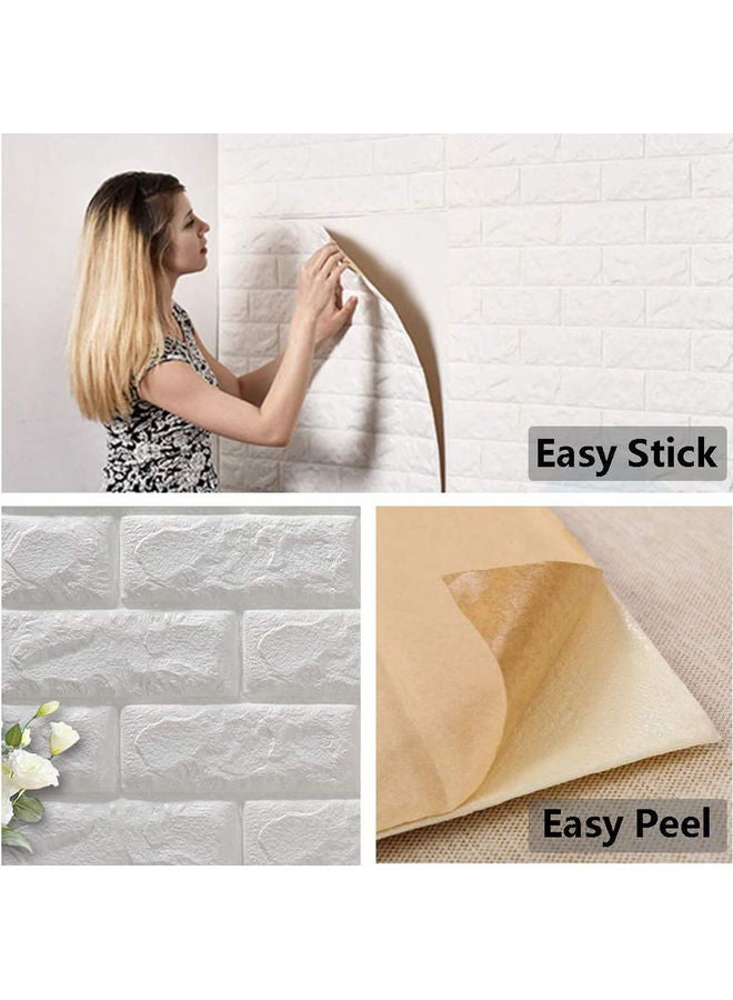 5-Piece 3D Wall Tile Pattern Self-adhesive Anti-collision Waterproof Wall Sticker White