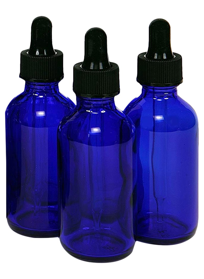 12-Piece Glass Bottles With Eye Droppers Blue