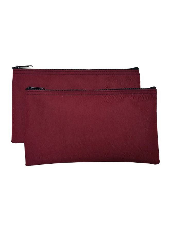 2-Piece Zipper Cosmetic Bag Burgandy