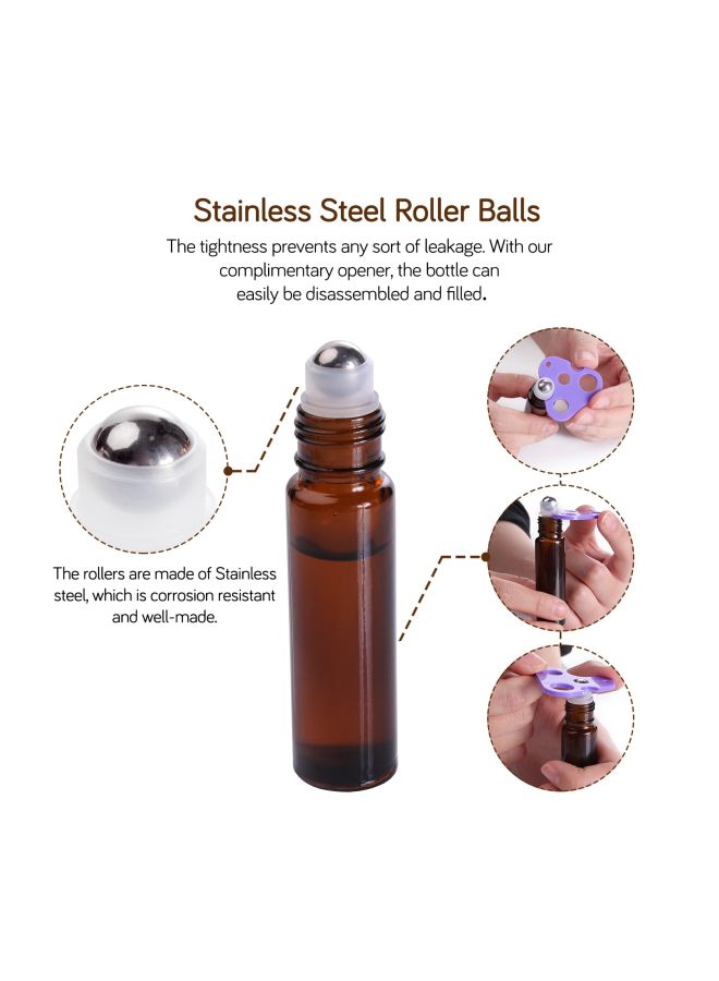 12-Piece Glass Roll-on Bottle With Label Brown/Gold