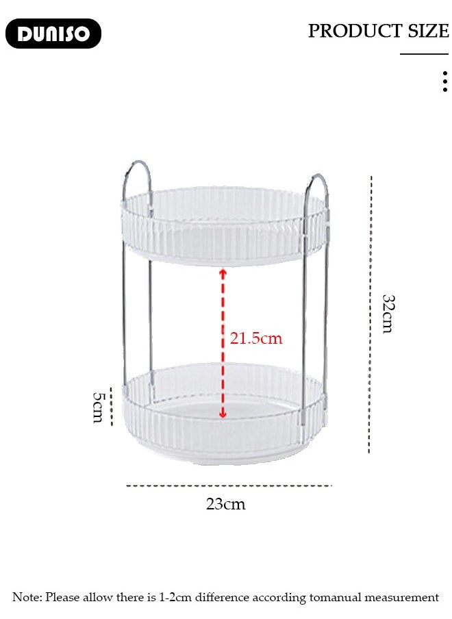 360° Rotating Makeup Organizer for Vanity, Bathroom Countertop Organizer Spinning Perfume Organizer, High-Capacity Cosmetic and Skincare Dresser Make Up Holder Rack, Clear Bathroom Counter Organizer for Cosmetics, Lipsticks, Spinning (2 Tier)