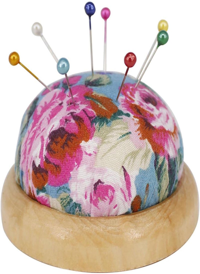 Pin Cushion For Sewing - Embroidery Pin Cushion With Wooden Base,Japanese Style Pillow Sewing Craft Stitch DIY Embroidery Holder Tool Random Color Pincushions, Needlework Accessory