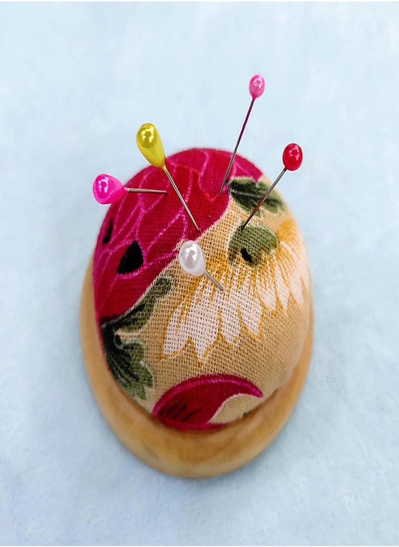 Pin Cushion For Sewing - Embroidery Pin Cushion With Wooden Base,Japanese Style Pillow Sewing Craft Stitch DIY Embroidery Holder Tool Random Color Pincushions, Needlework Accessory