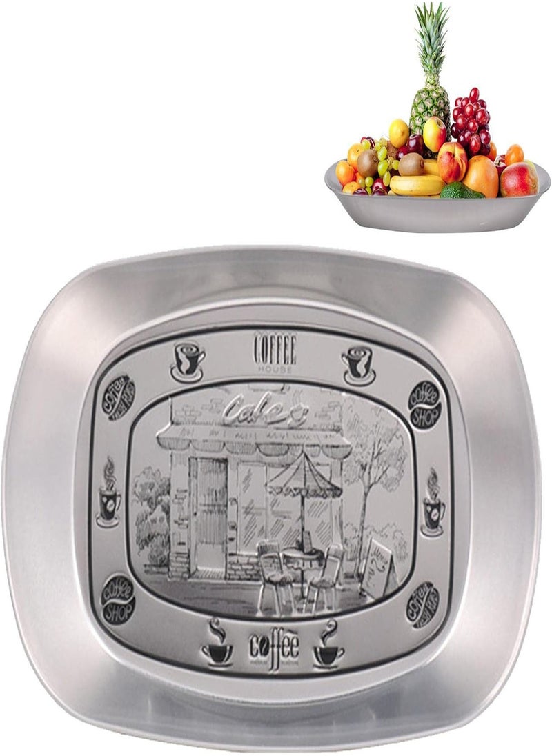 Kitchen Food Storage Tray | Iron Plates Kitchen Food Storage Dishes with Patterns,Home Dinner Plate Serving Platters for Kitchen, Banquet Party