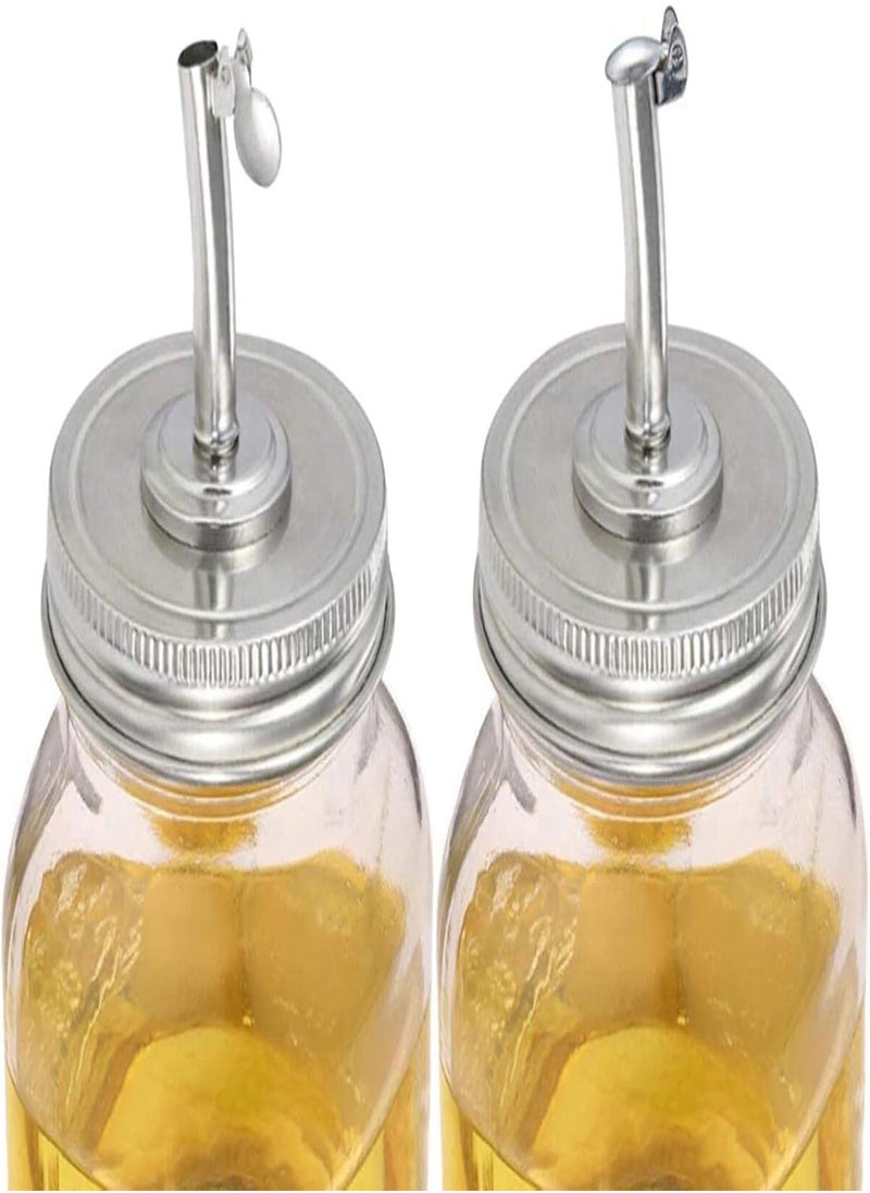 Mason Jar Spout Lid, Regular Mouth Jars Cap, Wide Mouth Oil Pour Spout Dispenser Lids, Flip Cap Drinking Lids Bulk Reusable with Leak-proof Airtight Seal Jar Lid