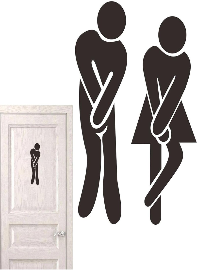 Toilet Sign,Funny Restroom Sign Sticker PVC Wall Stickers - Removable Toilet Door Sign Sticker for Home Restaurant Office