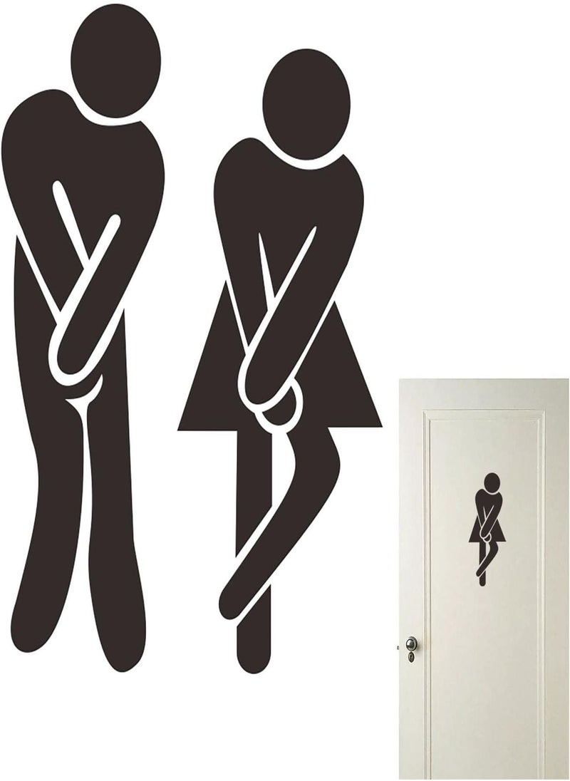 Toilet Sign,Funny Restroom Sign Sticker PVC Wall Stickers - Removable Toilet Door Sign Sticker for Home Restaurant Office