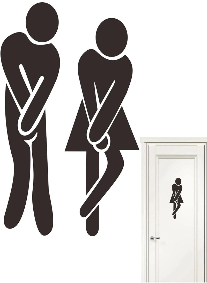 Toilet Sign,Funny Restroom Sign Sticker PVC Wall Stickers - Removable Toilet Door Sign Sticker for Home Restaurant Office