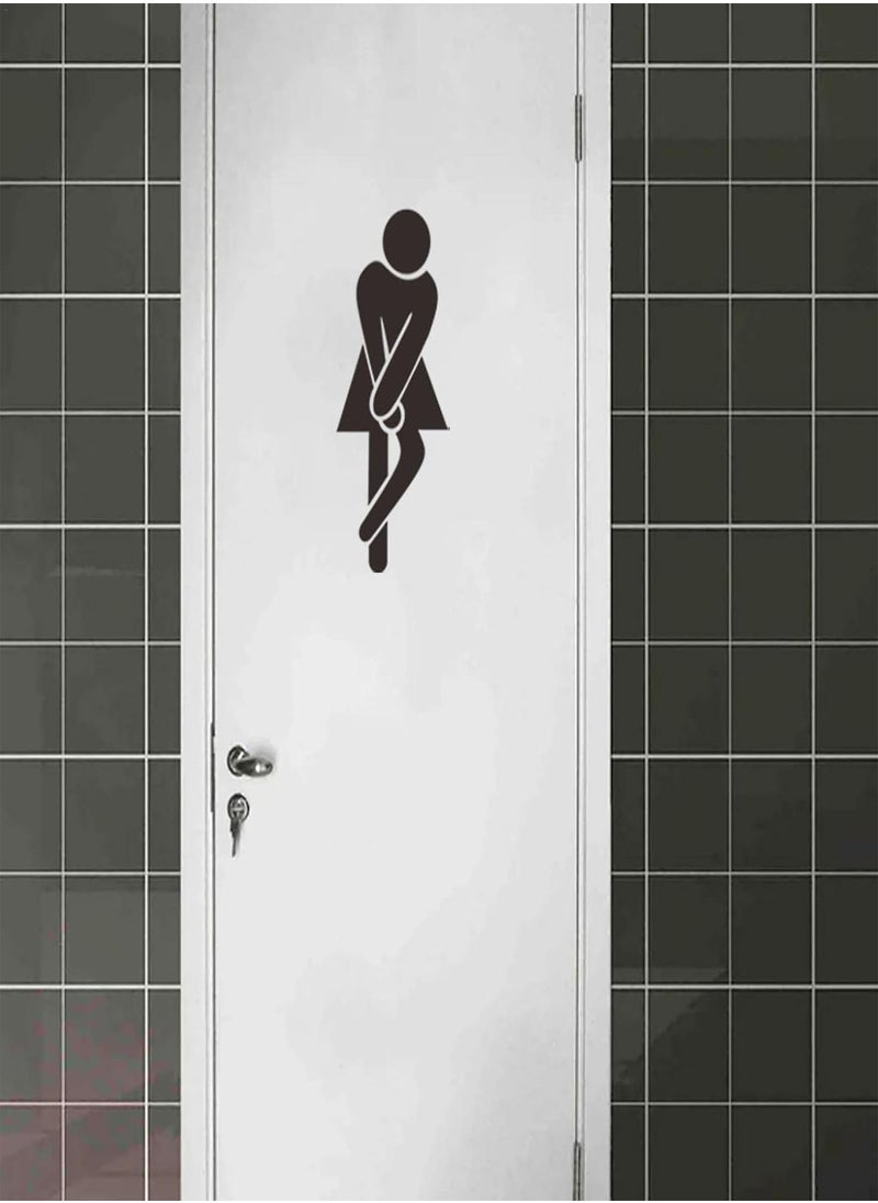 Toilet Sign,Funny Restroom Sign Sticker PVC Wall Stickers - Removable Toilet Door Sign Sticker for Home Restaurant Office