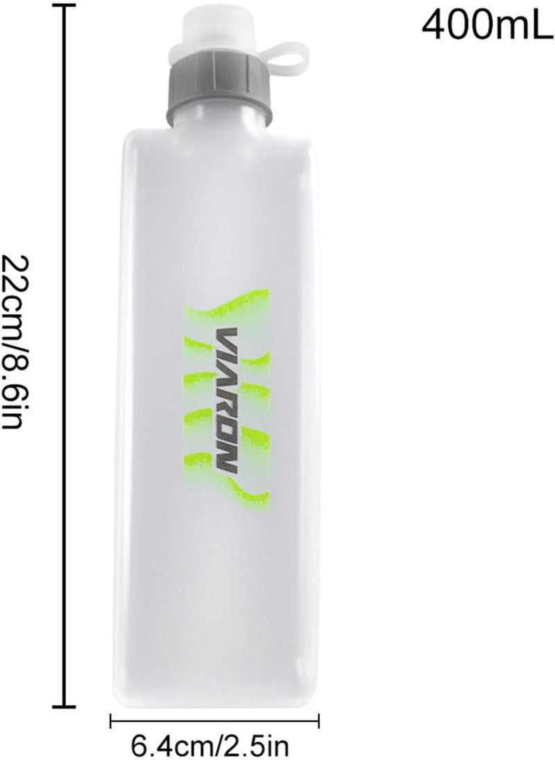 Running Water Bottle | Flat Water Bottle | 400ml Running Water Bottle, Reusable Drinking Water Kettle with Dust Cover for Sports, Biking, Hiking Travel