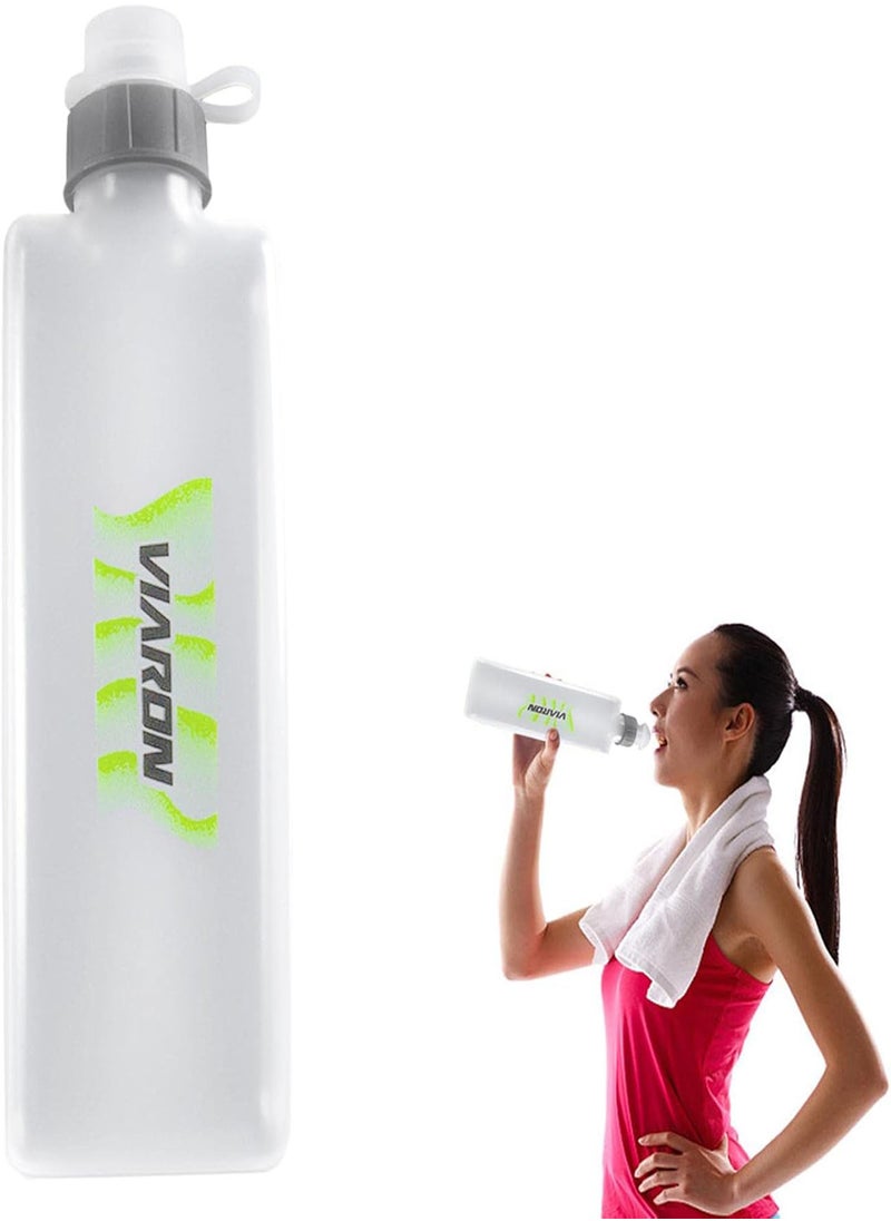 Running Water Bottle | Flat Water Bottle | 400ml Running Water Bottle, Reusable Drinking Water Kettle with Dust Cover for Sports, Biking, Hiking Travel