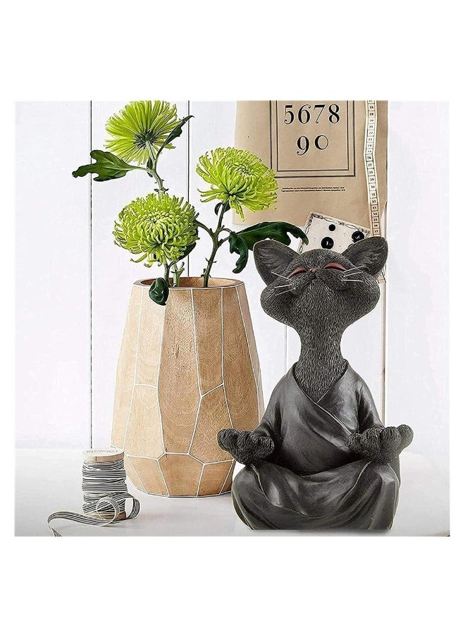 1pc Whimsical Cat Figure Meditation Yoga Happy Cat Collection Home Decor Ornament