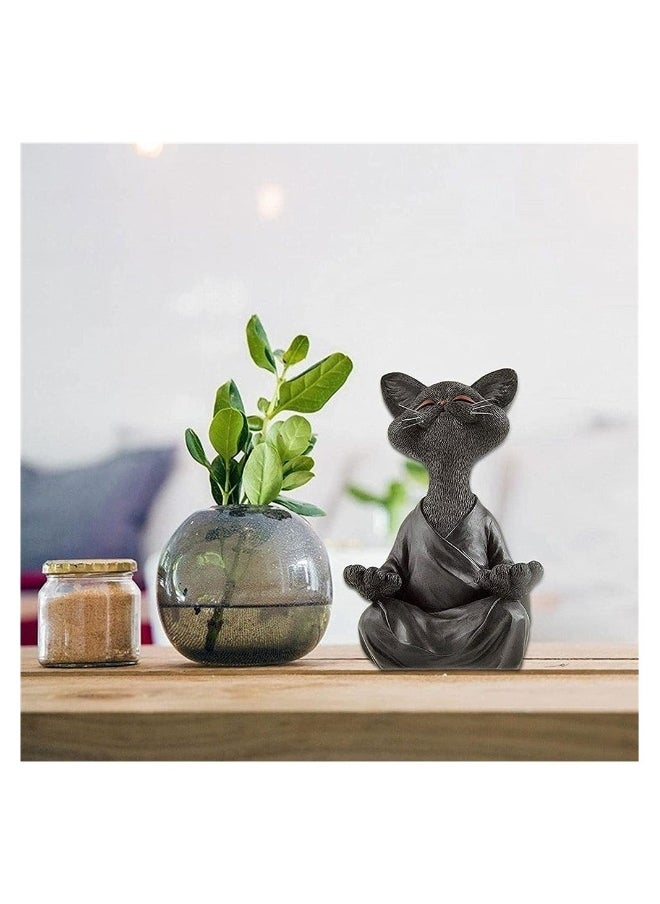 1pc Whimsical Cat Figure Meditation Yoga Happy Cat Collection Home Decor Ornament