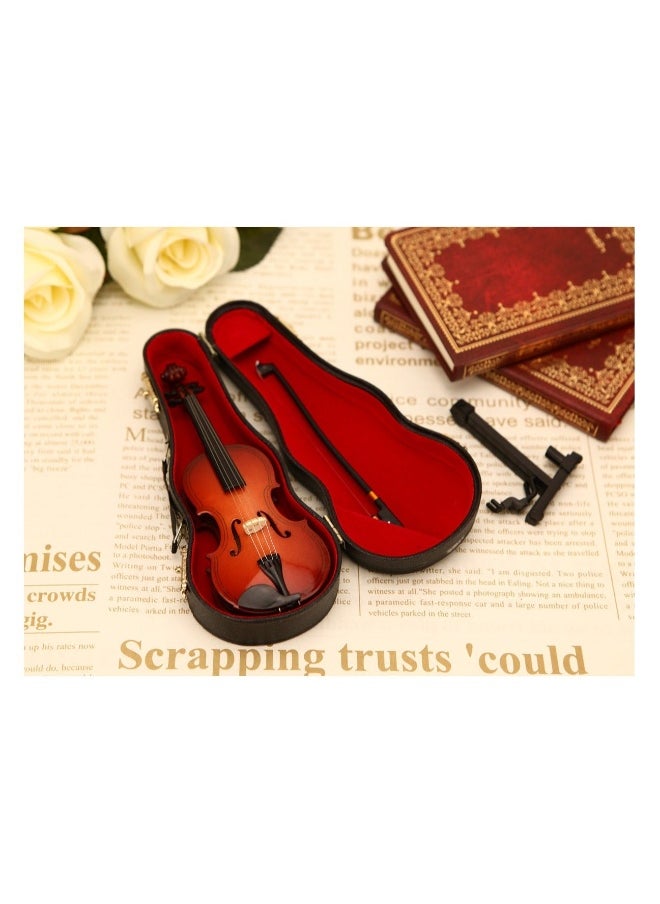 Mini Violin Model Wooden Bass Miniature Musical Instrument Decoration Small Collectible Double Bass Replica Home Decoration Tree Replica Gift Ornament 14cm