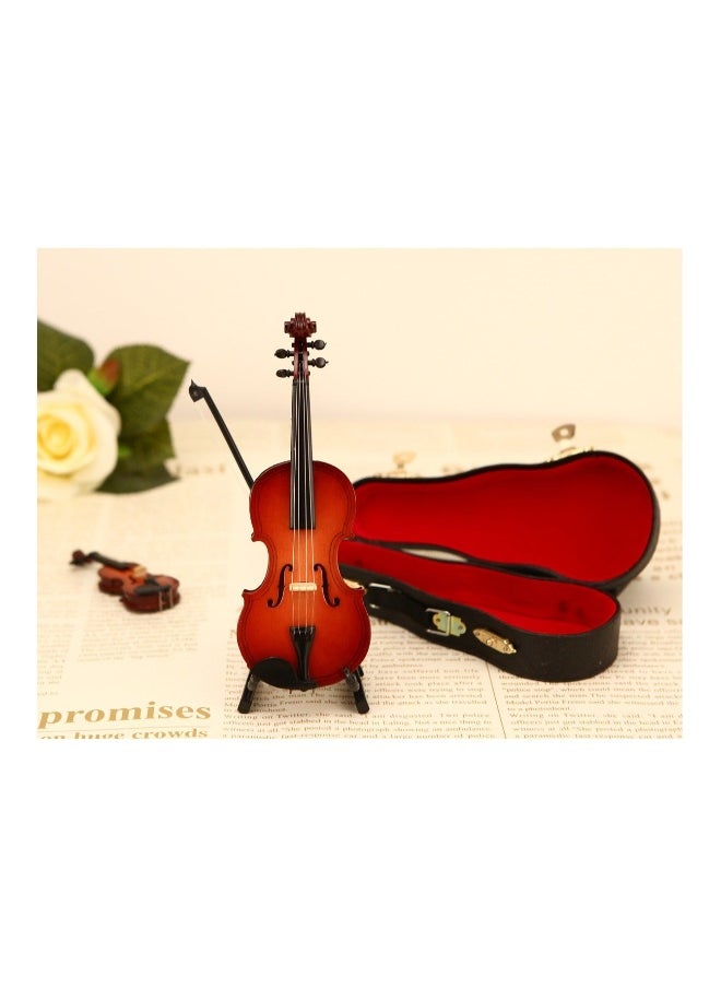 Mini Violin Model Wooden Bass Miniature Musical Instrument Decoration Small Collectible Double Bass Replica Home Decoration Tree Replica Gift Ornament 14cm