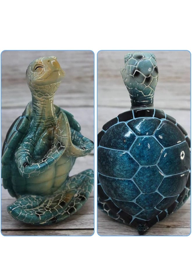 Sea Turtle Meditating Yoga Figurines, Yoga Sea Turtle Figurine Statues for Meditating, for Living Room Office Bedroom Decoration and Spiritual Garden Room