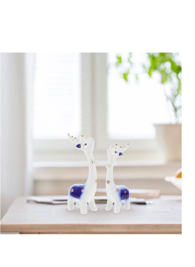 Deer Figurines, 2 Pcs Home Decor Figurines, Couple Deer Statue, Ceramics Craft Deer Figurines, Decorative Ceramic Ornaments, for Home Cabinet Desktop Gifts