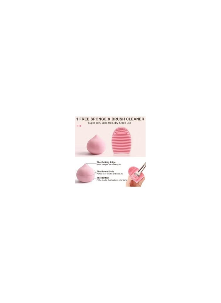 Makeup Brushes Set Foundation Contour Concealer Blush Powder Make Up Brushes 15 Pcs With 1 Makeup Sponge & 1 Brush Cleaner (Champagne)