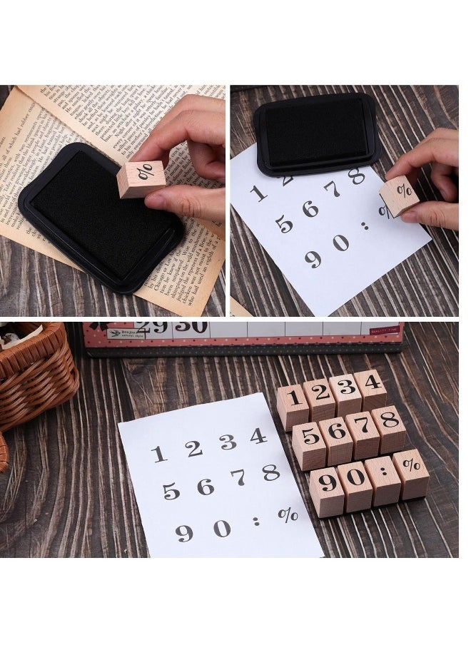 Wooden Rubber Stamps Kit, Number 0-9 Number Stamps Set, Kids Arts Crafts, Suitable  for Card Making