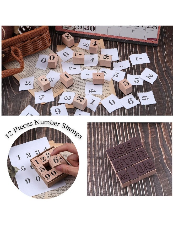 Wooden Rubber Stamps Kit, Number 0-9 Number Stamps Set, Kids Arts Crafts, Suitable  for Card Making